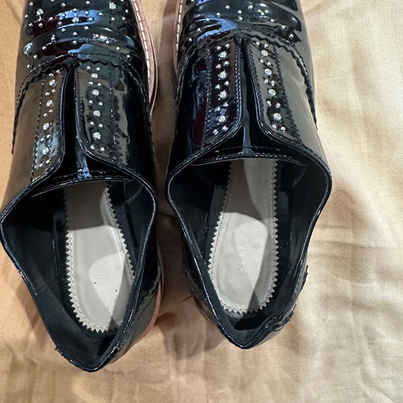 zara women Shoes Zara Black Patent Leather Studded Platform Lug